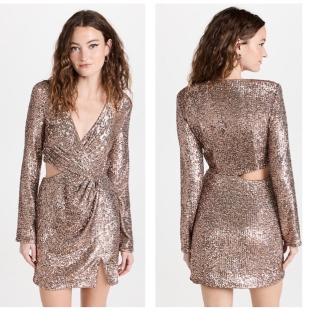 Jonathan Simkhai NWT 0 Conrad‎ Hammered Sequins Blazer Mini Dress Latte Brown